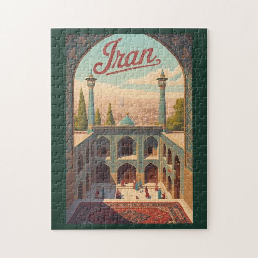 Iran Skyline Illustration Travel Art Vintage Legpuzzel (Verticaal)