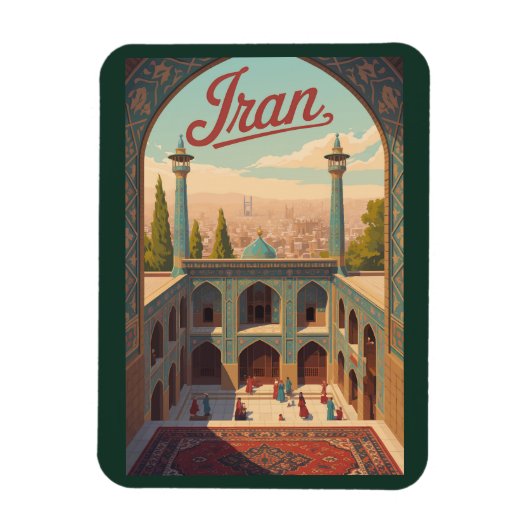Iran Skyline Illustration Travel Art Vintage Magneet (Verticaal)