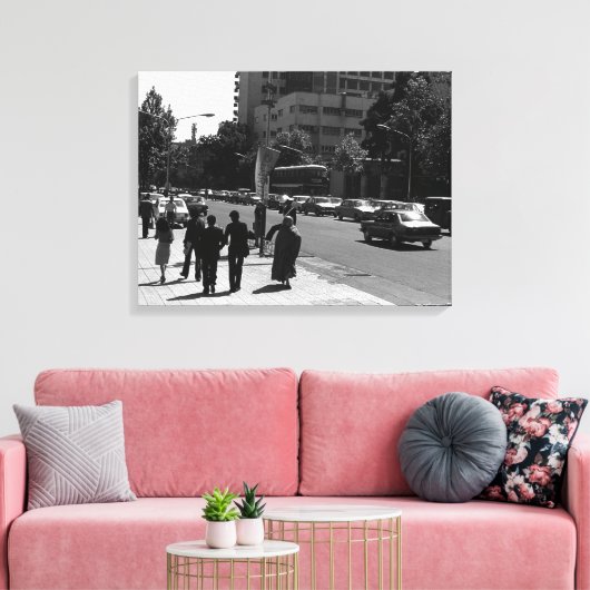 Iran Stadsstraat in Teheran en volk Canvas Afdruk (Insitu (Woonkamer))