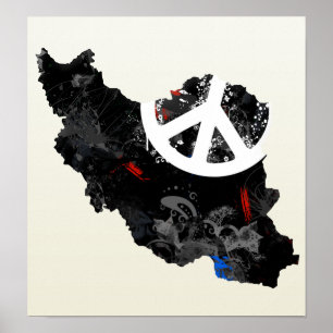 Iran Trendy Peace Sign met Irani-kaart Poster