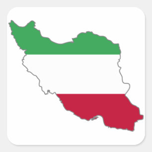 Iran Tricolor Flag Map Vierkante Sticker