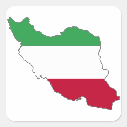 Iran Tricolor Vlag Kaart Vierkante Sticker (Voorkant)