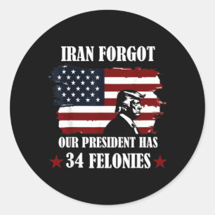 Iran Vergat President Heeft 34 Misdrijven Vintage Ronde Sticker