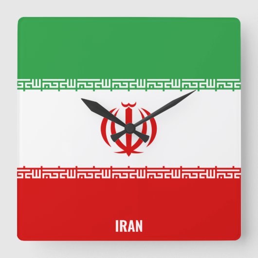 Iran vlag Dazzling Patriotic Vierkante Klok (Voorkant)