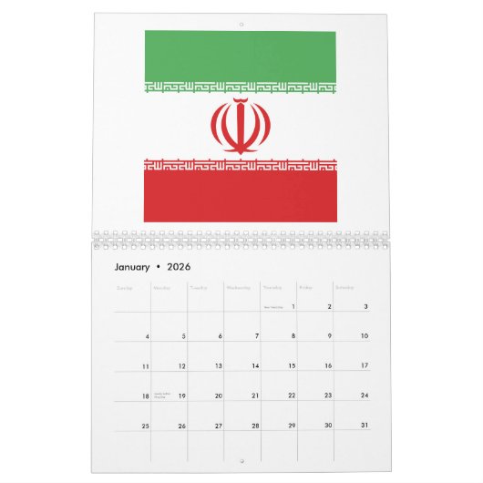 Iran-vlag Emblem Kalender (Jan 2026)