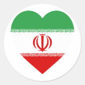 Iran Vlag Hart Ronde Sticker (Voorkant)