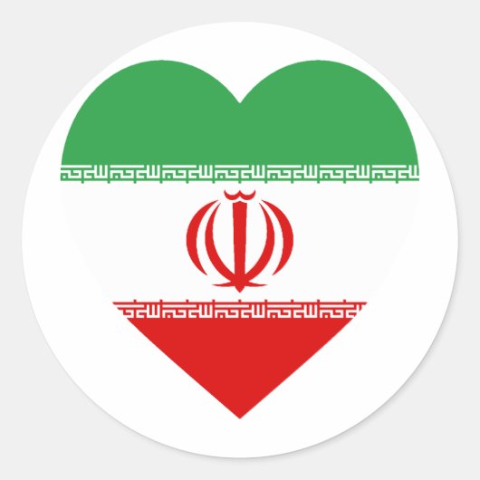 Iran Vlag Hart Ronde Sticker (Voorkant)