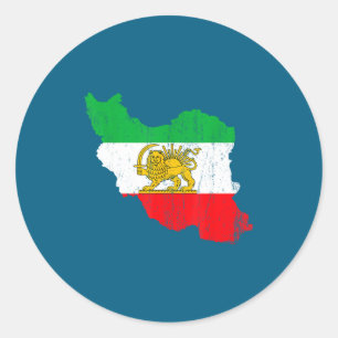 Iran Vlag Kaart Leeuw Perzisch Ronde Sticker