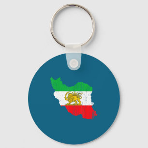 Iran Vlag Kaart Leeuw Perzische Illustratie Sleutelhanger
