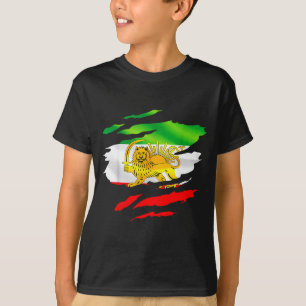 Iran Vlag Kaart Leeuw Zon Overlevingsontwerp T-shirt