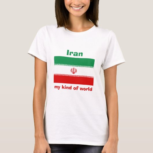 Iran Vlag + Kaart + Tekst T-shirt (Voorkant)