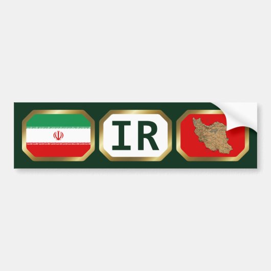Iran Vlag Landkaart Code Bumpersticker (Voorkant)