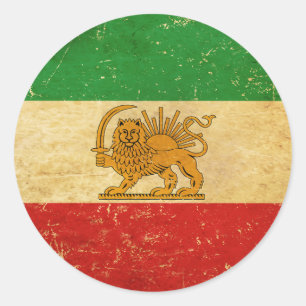 Iran Vlag Leeuw En Zon Shah van Iran Vlag Ronde Sticker