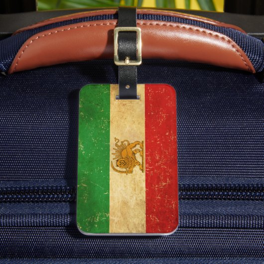 Iran Vlag Leeuw en zon sjah van Iran Vlag Bagagelabel (Voorkant Insitu 2)