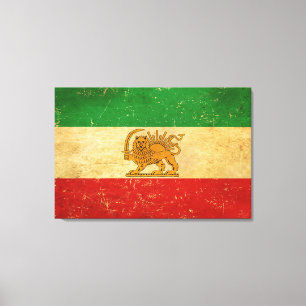 Iran Vlag Leeuw en zon sjah van Iran Vlag Canvas Afdruk