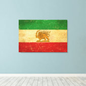 Iran Vlag Leeuw en zon sjah van Iran Vlag Canvas Afdruk (Insitu (Houten vloer))