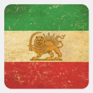 Iran Vlag Leeuw en zon sjah van Iran Vlag Vierkante Sticker