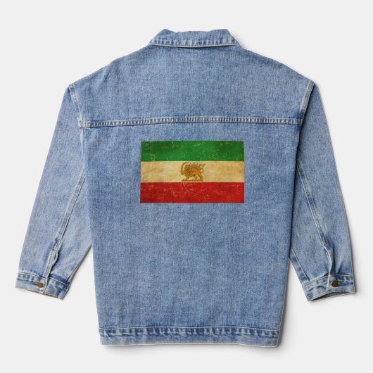 Iran Vlag Leeuw En Zonnescherm Van Iran Vlag Vrouw Denim Jacket (Achterkant)