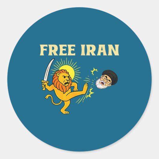 Iran Vlag Leeuw Ronde Sticker (Voorkant)