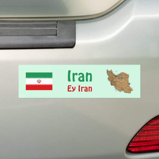 Iran vlag + Map Bumpersticker (Op auto)
