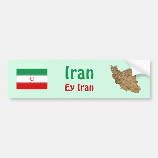 Iran vlag + Map Bumpersticker (Voorkant)