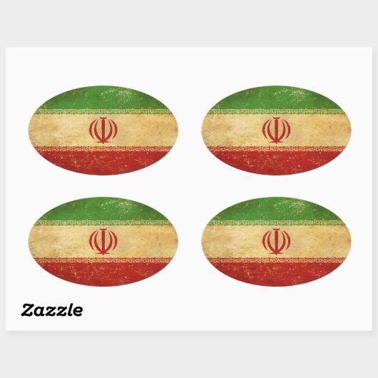 Iran vlag  ontwerp ovale sticker (Vel)