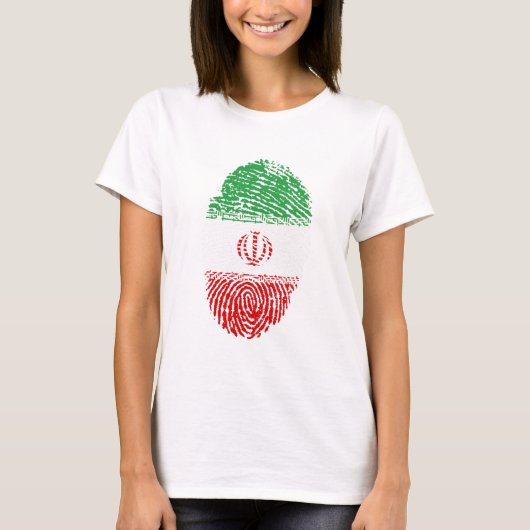 Iran Vlag Vingerprint Land Pride Identiteit T-shirt (Voorkant)