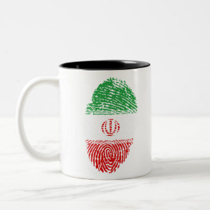 Iran Vlag Vingerprint Land Pride Identiteit Tweekleurige Koffiemok