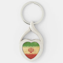 Iran Vlag Vintage Ontwerp Metalen Sleutelhanger