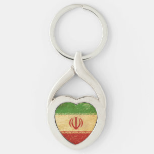 Iran Vlag Vintage Ontwerp Metalen Sleutelhanger