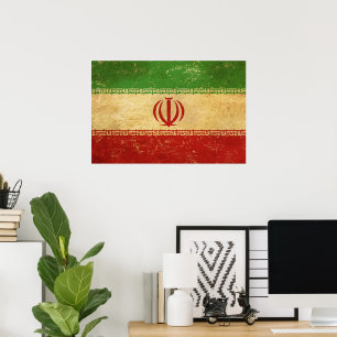 Iran Vlag Vintage Ontwerp Poster