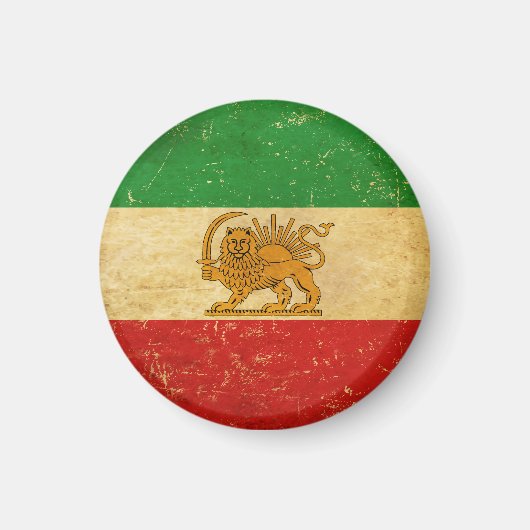 Iran Vlaggenleeuw en zon sjah van Iran Vlaggenmagn Magneet (Voorkant)