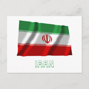 Iran Waving Flag met naam Briefkaart