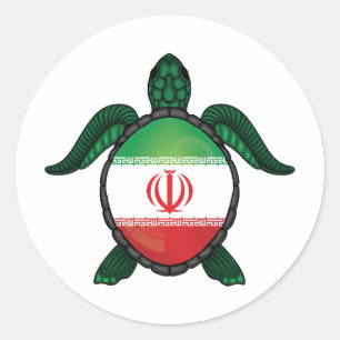 Iran zee schildpadvlag ronde sticker