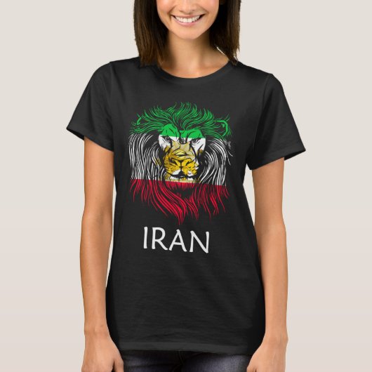 Iranian Lion Head Flag Iran T-shirt (Voorkant)