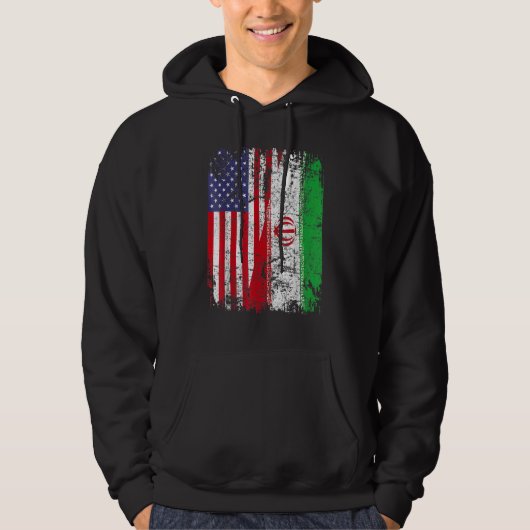 IRANIAN ROOTS Half-American Flag IRAN FLAG Hoodie (Voorkant)