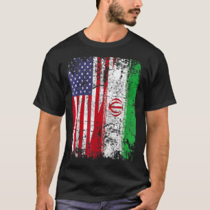 IRANIAN ROOTS Half-American Flag IRAN FLAG T-shirt