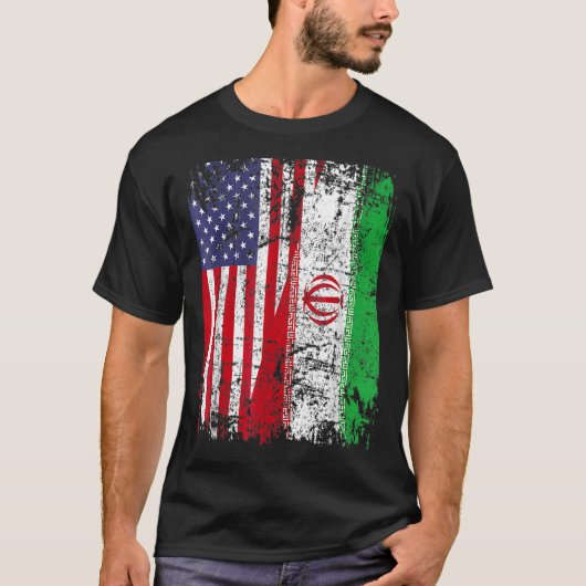 IRANIAN ROOTS Half-American Flag IRAN FLAG T-shirt (Voorkant)