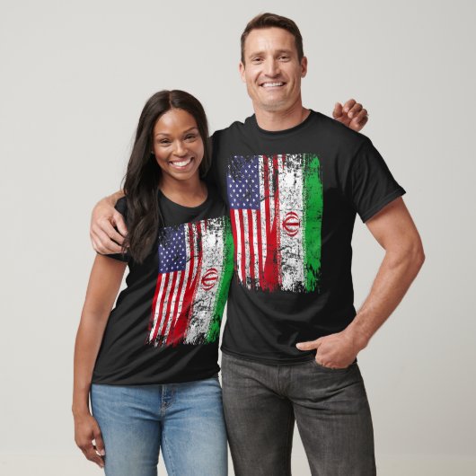 IRANIAN ROOTS Half-American Flag IRAN FLAG T-shirt (Unisex)