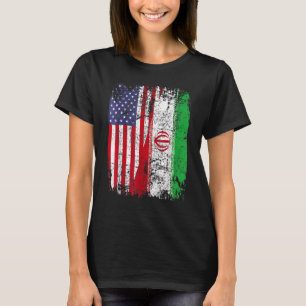 IRANIAN ROOTS Half-American Flag IRAN FLAG T-shirt
