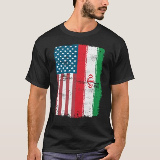 IRANIAN ROOTS Half-American Flag USA IRAN FLAG T-shirt (Voorkant)