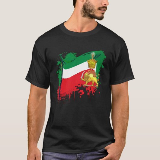 Irans Flag with Pahlavi Crown shir va khorshyid T-shirt (Voorkant)