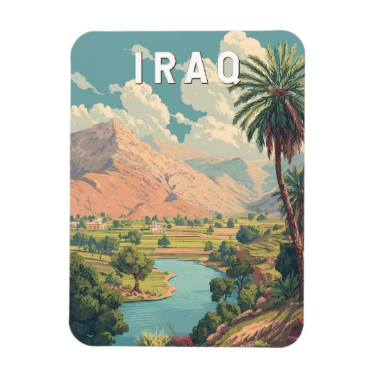 Iraq Illustration Travel Art Vintage Magneet (Verticaal)