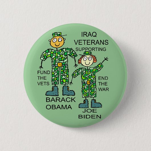 IRAQ VETS VOOR OBAMA RONDE BUTTON 5,7 CM (Voorkant)