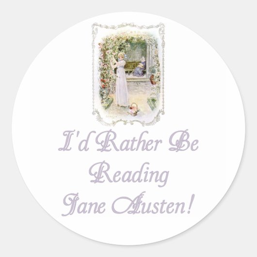 IRBR Jane Austen. Ronde tickers, 2 maten Ronde Sticker (Voorkant)