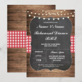 IRehearsal Dinner BBQ Red Check Chalk Uitnodiging (Voorkant / Achterkant)