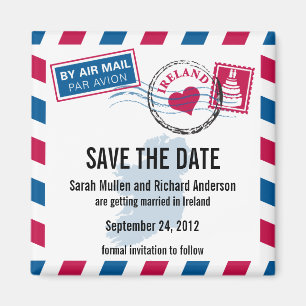 Ireland Air Mail Bruiloft Save the Date Magneet
