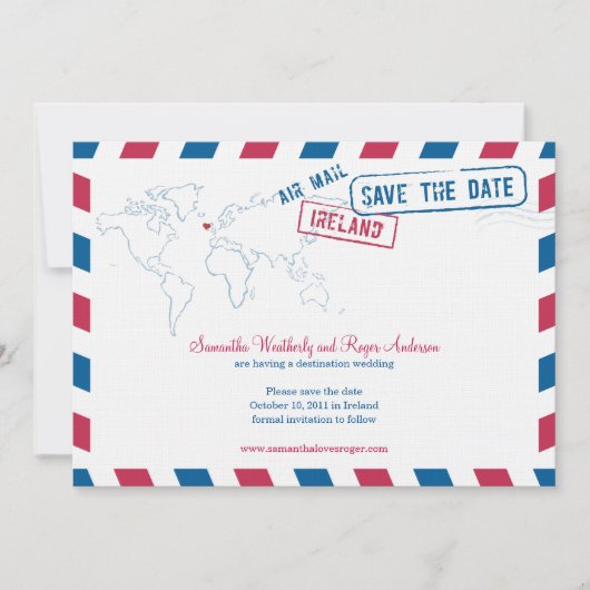 Ireland Air Mail Wedding Save the Date (Voorkant)