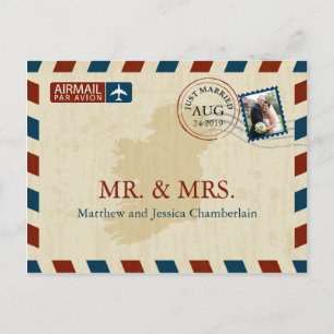 Ireland Airmail   Weddenschap Hartelijk dank Briefkaart