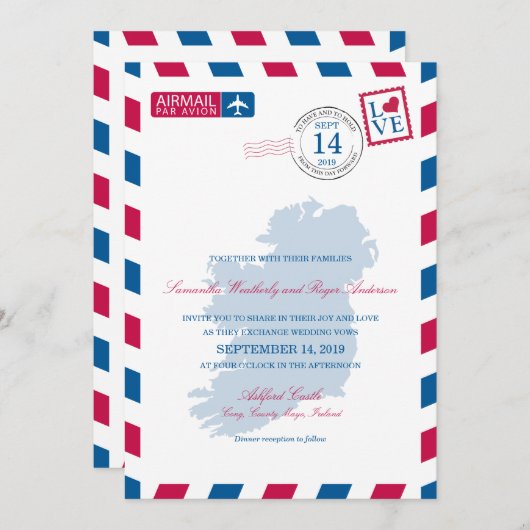 Ireland Airmail Wedding Kaart (Voorkant / Achterkant)